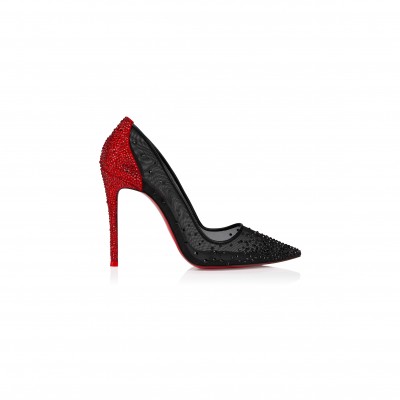 CHRISTIAN LOUBOUTIN DEGRASTRASS RED CARPET 100 MM PUMPS-MESH-BLACK-WOMEN 1250540J686